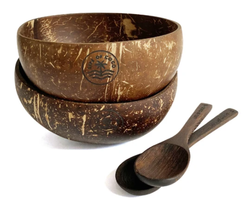 Coconut Bowl and Spoon Pack for 2